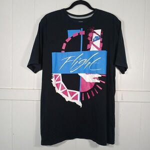 Nike Flight Graphic T-Shirt Mens XL Black Geometric Y2K Abstract Swoosh 624401